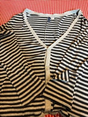 Divided Striped Black and Gray Cardigan